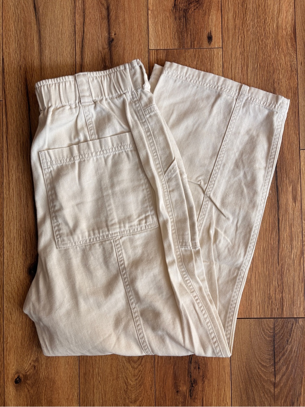NWOT High Waisted Utility Straight Leg Pants Cream Size 4